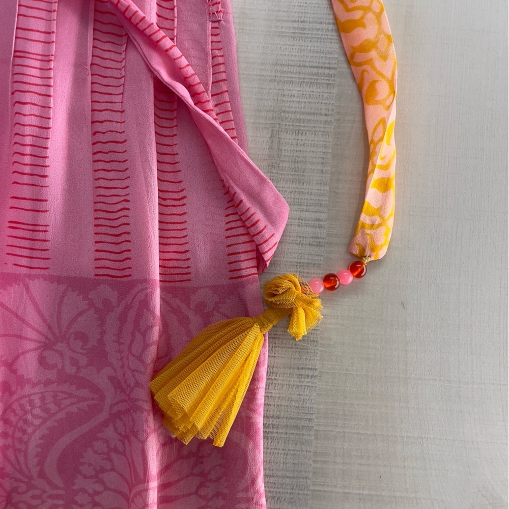 Niki Tlanapan x Anthropologie Lucille silk mini dress printed beautiful xs pink - Picture 7 of 9